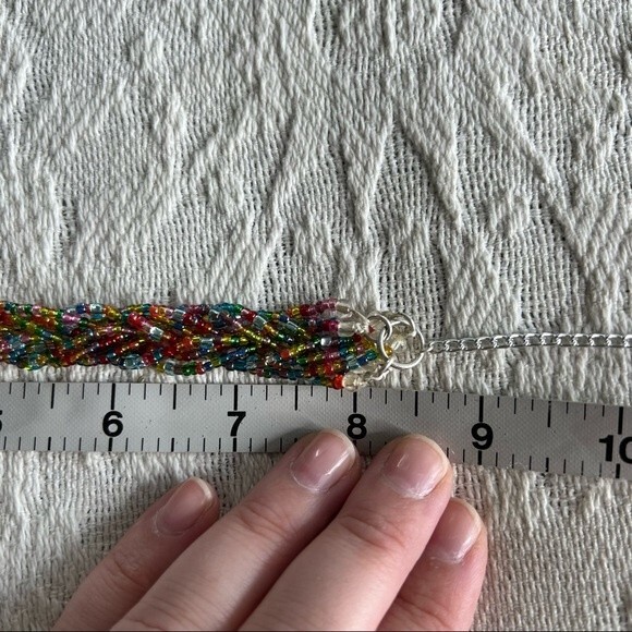 Handmade Rainbow Necklace Multicolor Seed Bead Braided Necklace - Picture 7 of 9